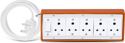 JELECTRICALS Heavy Duty Extension Board With 6A 3 PIN Plug (Style5_8M) 4  Socket Extension Boards(Brown, 8 m)