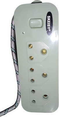 Skeisy 3 SOCKET 1 POUESH BUTTON EXTESNION CORD POWER UP 10AMP AND 240V 3  Socket Extension Boards(Green, 2 m)