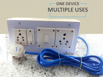 Pardeep Enterprises 2+2 Power Extension Switch Board with 3 Meter Round Copper Wire 2  Socket Extension Boards(White, 3 m)
