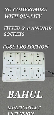 BAHUL 3+6ANCHOR SOCKETS WITH FUSE PROTECTION 6  Socket Extension Boards(White, 4 m)