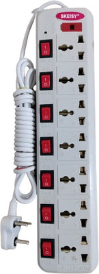 Skeisy BOARD 7 SOCKET AND 7 SWITCH AND LED INDICATOR AND 6AMP POWER 7  Socket Extension Boards(White, 3 m)
