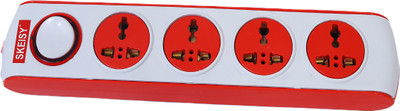 MSNL MS Ext 4 socket 1 switch Surge protector up 10amp, 2.5mtr wire, led indicator 4  Socket Extension Boards(White, Red, 2.5 m)