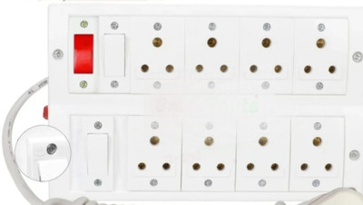 BAHUL PVC SHOCKPROOF EXTENSION WITH SMALL PLUG BRANDED MATREAL. 8  Socket Extension Boards(White, 4 m)