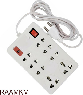 RAAMKM Ex_L_1075_Amazing Multi-Heavy Duty 8 in 1 Mini Power Strip 8  Socket Extension Boards(White, 2.5 m)