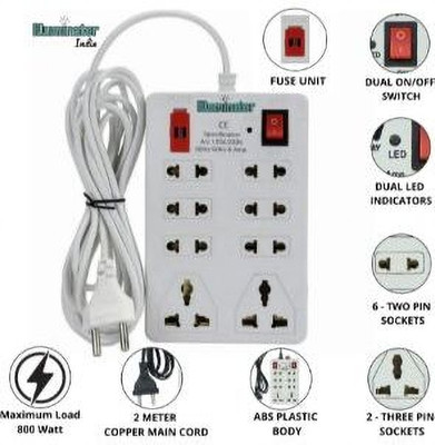 TOOLART dfr2_Extensionbox8 Socket 1 Switch With fuse 8 Socket Extension Boards(white,2m) 8  Socket Extension Boards(Beige, 2.5 m)