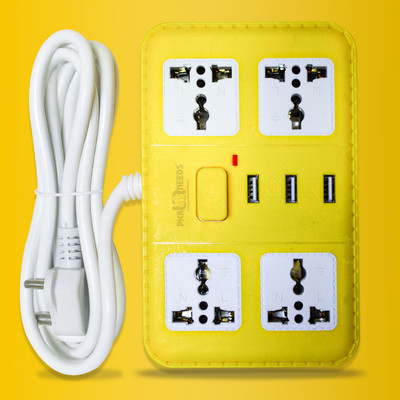Pick Ur Needs Extension Board 4 Electrical Socket +3 USB Port For Multiple Electronic Devices 10 A Four Pin Socket