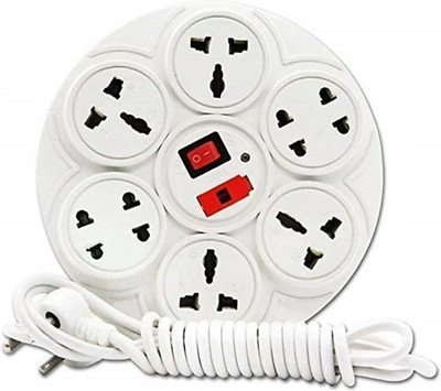 GLUCKLICH 8+1 Round, 2 Meter Cord Length 8  Socket Extension Boards(White, 3.5 m)