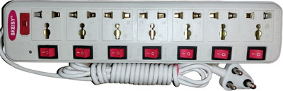Skeisy 7 SOCKET 7 SWITCH EXTENSION CORD POWER UP 6AMP AND 240V CORD LENGHT 3 MTR 7  Socket Extension Boards(White, 3 m)