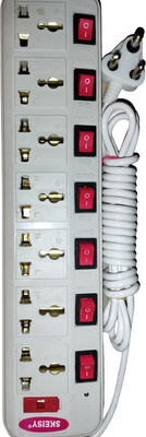 Skeisy BOARD 7 SOCKET 7 SWITCH EXTENSION CORD POWER UP 6AMP AND 240V CORD LENGHT 3 MTR 7  Socket Extension Boards(White, 3 m)