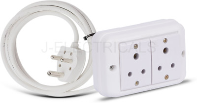 Electro Factory Classic Premium Heavy Duty Extension With 3 Core Wire & 6AMP Plug 2  Socket Extension Boards(White, 3 m)