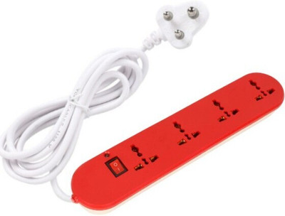 Garvit 1500watt 4+1 Power Strip with Master Switch, Indicator & International Sockets. 4  Socket Extension Boards(Red, 4 m)