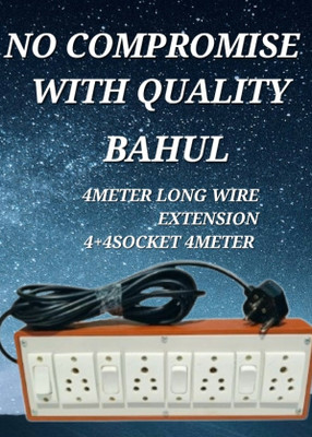 BAHUL Multioutlet extension board 4+4SOCKET 4  Socket Extension Boards(White, 4 m)