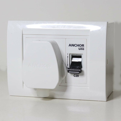 ANCHOR 20 Amp Socket With Mini MCB Modular Box For AC, Heater, Power Machine 1  Socket Extension Boards(White, 0 m)