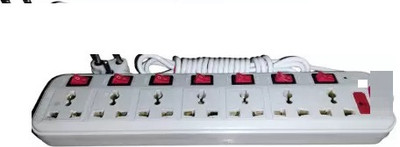 D-DEVOX EXt 7+7 Universal Socket Extension board With7 switch power OFF/ON Switch 7  Socket Extension Boards(White, 3 m)