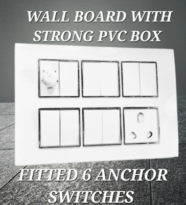 BAHUL WALLMOUNT MODULAR BOARD WITH 6 ANCHOR SWITCHES 1  Socket Extension Boards(White, 0 m)