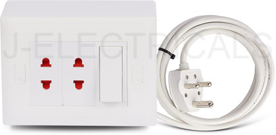 JELECTRICALS Premium Modular Extension Board With 3 Core Wire 1  Socket Extension Boards(White, 4 m)