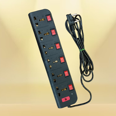 Aldeco Switch Extension Board with 6 Socket 6  Socket Extension Boards(Black, 2.25 m)