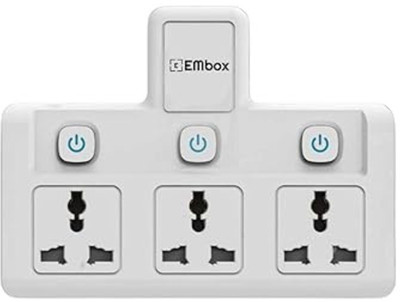EMBox Cordless Extension Board with Individual Switch-Multiplug -1500W 3  Socket Extension Boards(White, 0 m)