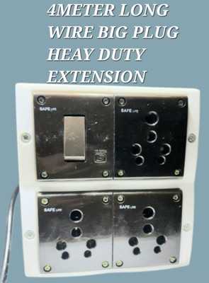 BAHUL Big plug heay duty wire 1500watt capacity extension 3  Socket Extension Boards(White, 4 m)