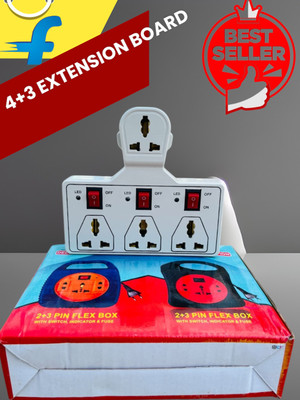 DRX MARKETING 4 UNIVERSAL SOCKET 3 SWITCH MULTI PLUG EXTENSION BOARD 4  Socket Extension Boards(Red, Silver, 0 m)