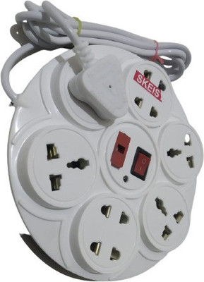 Skeisy 8 socket plus 1 switch 6AMP 8 Socket Extension Boards (White, 3 m) 8  Socket Extension Boards(White, 3 m)
