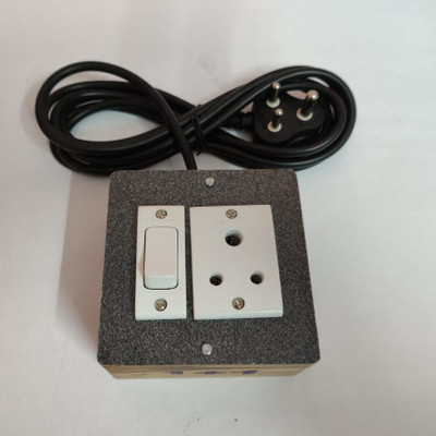 AshGlobe 3 Meter Classic Wooden Power Extension Board - 1 Socket, 3 Pin Plug 1  Socket Extension Boards(Black, White, 3 m)