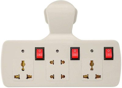 GLUCKLICH Multi Plug Point 3+3 Universal Socket Adaptor with Led Indicator 3  Socket Extension Boards(White, 0 m)