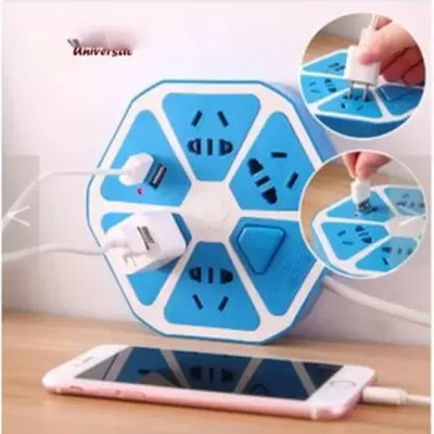 GUGGU Hexagon Multipurpose Extension Board with 4USB & 4Socket Use for Home/OfficeR92 4  Socket Extension Boards(Multicolor, 3 m, With USB Port)