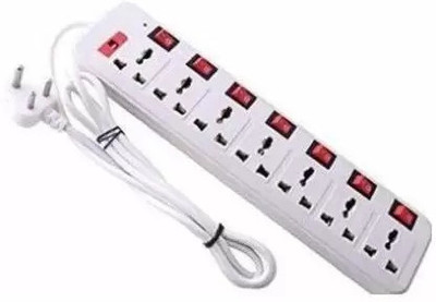 D-DEVOX INOX Extension Switch Board Universal Surge Protector With 7 Switch 7  Socket Extension Boards(White, Red, 3 m)
