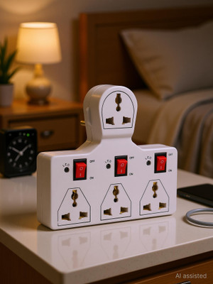 DIGWAY 4 UNIVERSAL SOCKET 3 SWITCH MULTI PLUG 4  Socket Extension Boards(Beige, 0 m)