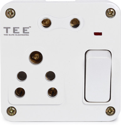 The Elite Electrotek Small 2 in 1 Switch Socket Combined Box Heavy-Duty Wall Mount With Indicator 1  Socket Extension Boards(White, 0 m)
