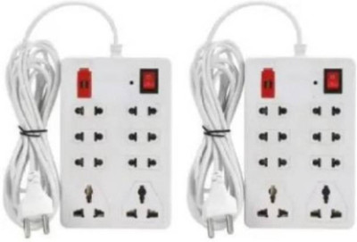 TOOLART One Plush Eight Extension Board 8  Socket Extension Boards(White, 2 m)