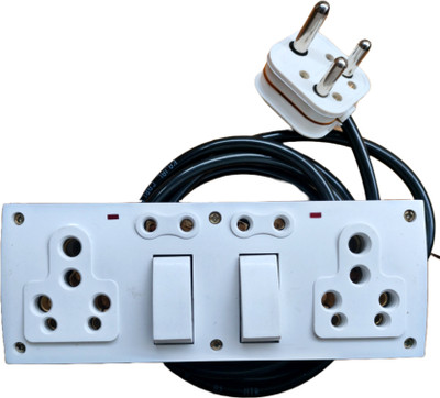 Gorain enterprises Extension board with 2 switch 16 ampere 4 socket 16 ampere and 6 amp 4  Socket Extension Boards(White, 3 m)