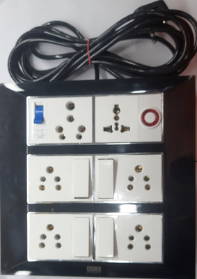 BAHUL 6 SOCKET HEAY DUTY 4 METER LONG WIRE EXTENSION BIG PLUG 6  Socket Extension Boards(White, Black, 4 m)