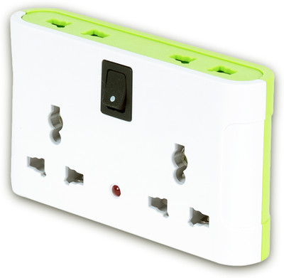 CARIBOU 4 Way Multi Plug, Master Switch With Led Indicator, 4 Universal Sockets 4  Socket Extension Boards(White, 2 m)