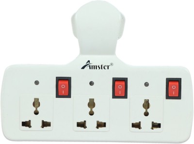 Amster 3+3 Socket Extension Board - Individual Switches, Fuse Protection - 240V 3  Socket Extension Boards(White, 0 m)