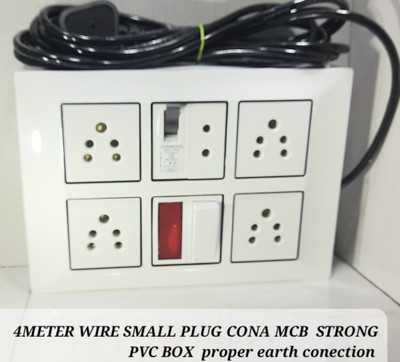 BAHUL Pvc shockproof MODULAR extenstion with CONA MCB CONA SWITCHES 5  Socket Extension Boards(White, 4 m)
