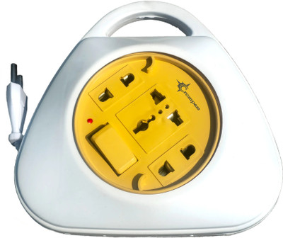 CROMPASS Crypto Heavy-Duty 5 meter Cable & Ultra Smooth Rotation for Home & Office 3  Socket Extension Boards(White, Yellow, 5 m)