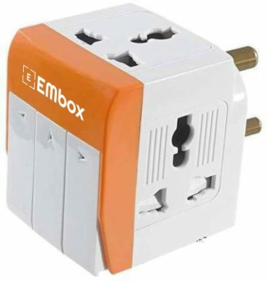 EMBox 3 Pin Multi Plug Socket-Universal Travel Adapter with Individual Switch Safety 3  Socket Extension Boards(Multicolor, 1 m)