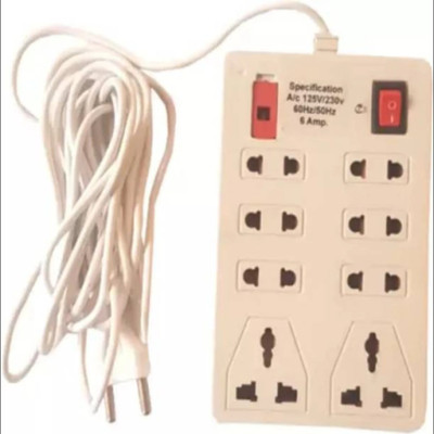 Vimla CB_15451_6 Two Pin Socket + 2 Three Pin Socket Surge Protector 8 Socket 8 Socket Extension Boards(White, 2.5 m) Vimla CB_15451_6 Two Pin Socket + 2 Three Pin Socket Surge Protector 8 Socket 8 Socket Extension Boards(White, 2.5 m)