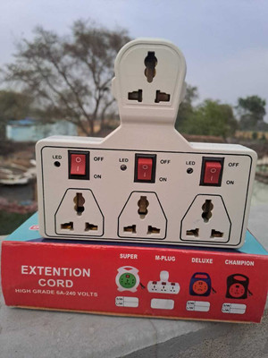 DRX MARKETING 4/ UNIVERSAL SOCKET 3 SWITCH MULTI PLUG EXTENSION BOARD AX-01 4  Socket Extension Boards(Red, Silver, 0 m)