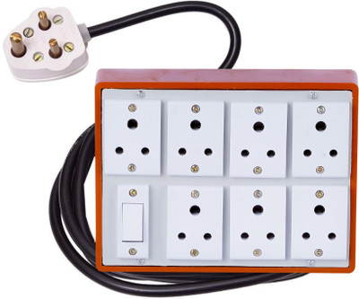 JELECTRICALS Brown (7+1) Heavy Duty Extension Board 6A 1 Anchor Switch & 8 Meter Copper Wire 7 Socket Extension Boards(Brown, 8 m) JELECTRICALS Brown (7+1) Heavy Duty Extension Board 6A 1 Anchor Switch & 8 Meter Copper Wire 7 Socket Extension Boards(Brown, 8 m)