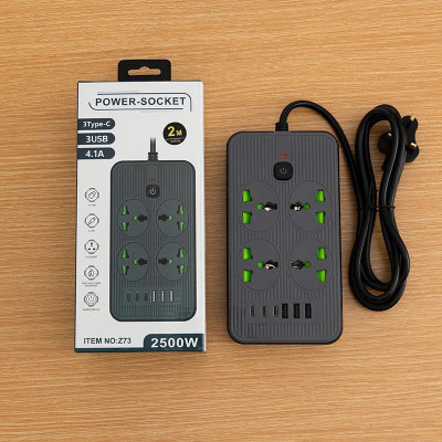 Woomzy Plug Extension Cord Mini Strip Power3 USB 3 USB C Ports Protector Electric Board 4  Socket Extension Boards(Black, 3 m, With USB Port)