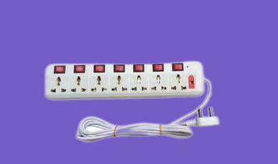 D-DEVOX EXT-107 Switch Universal Surge Protector With 7 Socket 7 switch 7  Socket Extension Boards(White, Red, 3 m)