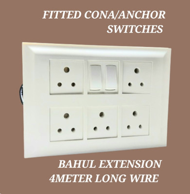 BAHUL MULTIOUTLET EXTENSION BOARD 2+5SOCKET ANCHOR/CONA SWITCHES 5  Socket Extension Boards(White, 4 m)