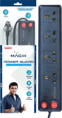 Magik Power Guard Spike Guard 4  Socket Extension Boards(Black, 5 m)
