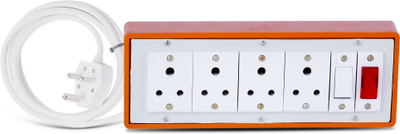 JELECTRICALS Heavy Duty Extension Board With 6A 3 PIN Plug (Style9_10M) 4  Socket Extension Boards(Brown, 10 m)