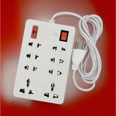 TOOLART 3 Meter Long Cord, 1500 Watts, 6 Amp Multi Plug for Office & Home AppliancesHE 8  Socket Extension Boards(White, 2.5 m)