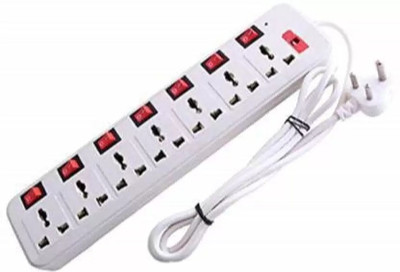D-DEVOX SB-7+7 Socket plus 7 switch extension board 7 Socket 7  Socket Extension Boards(White, 3 m, With USB Port)