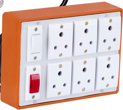 BAHUL 6 SOCKET 4 METER LONG WIRE EXTENSION WITH SMALL PLUG ISI PARTS UNBREAKABLE 6  Socket Extension Boards(White, 4 m)